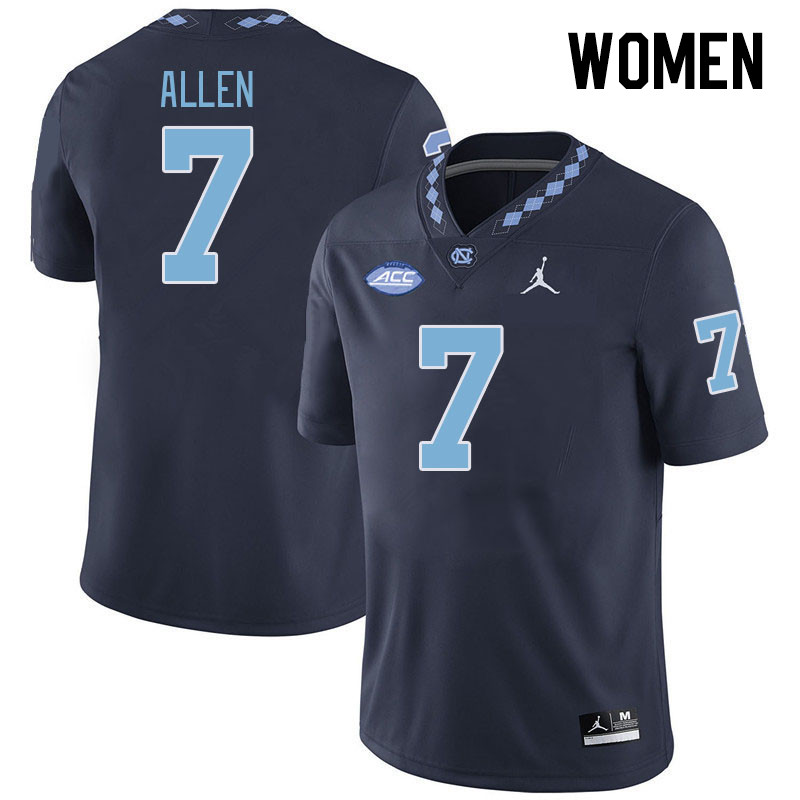 Women #7 Derrik Allen North Carolina Tar Heels College Football Jerseys Stitched-Navy